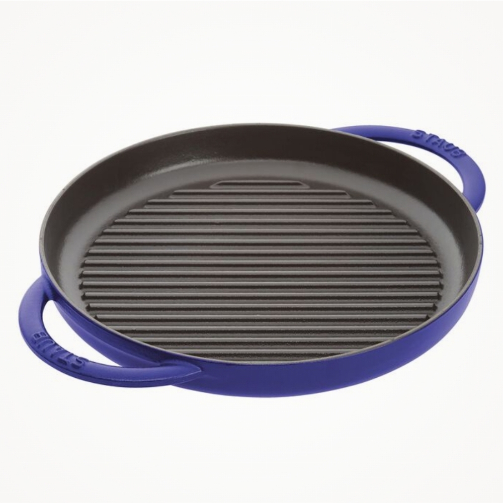 Staub Cast Iron 26, Round Double Handle Pure Grill Pan - Dark Blue